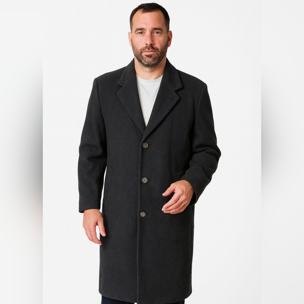 Silver Cloud  Men's Single Breasted  Black  Cashmere Overcoat L.. XL